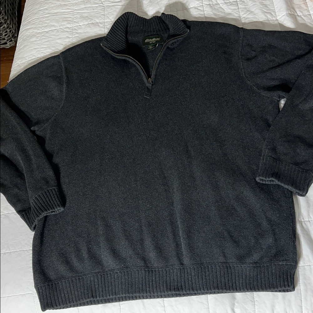 Eddie Bauer Men's Dark Gray Zip Up Sweater